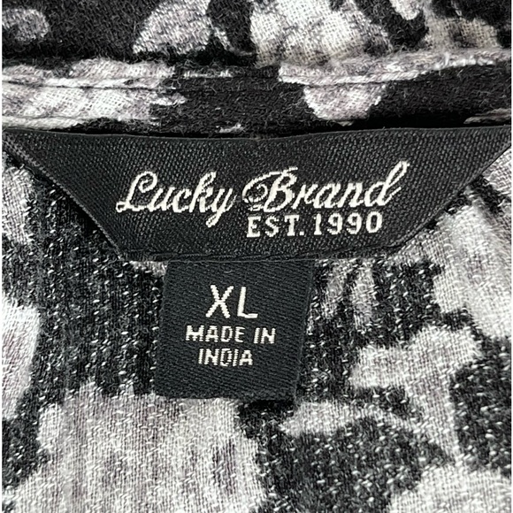 Lucky Brand Dress XL Black Floral Print Maxi Viscose Partial Lining Surplice - Picture 9 of 16